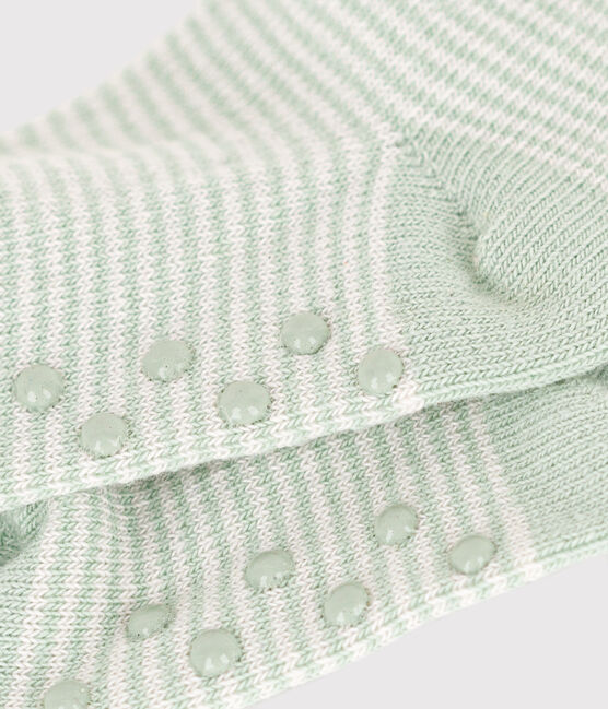 Babies' Non-Slip Cotton Socks HERBIER green/MARSHMALLOW