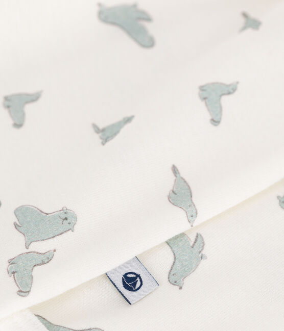 Babies' whale pattern cotton pyjamas MARSHMALLOW white/MULTICO white
